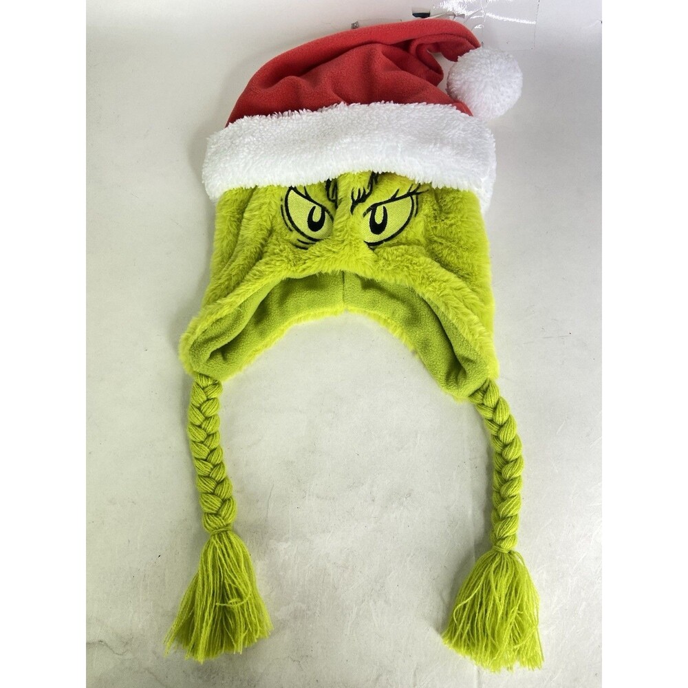 The Grinch Santa Knit Lined Laplander Beanie Hat Youth Kids Boys Girls OSFM